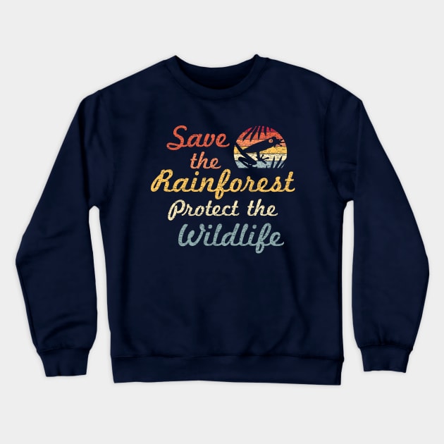 Save The Rainforest, Protect The Wildlife - Retro Style Crewneck Sweatshirt by bangtees